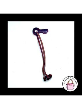 FOSSIL Brown LEATHER STRAP Loop Lucite Key Fob Bag Charm Keychain Hang Tag